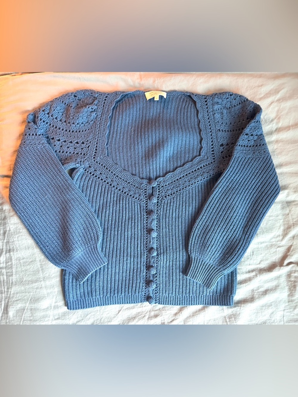 Sezane Gorgeous Blue sweater with balloon sleeve, Size S
